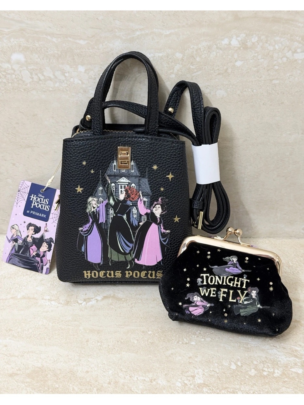 Primark Black Hocus Pocus Mini Crossbody Bag with Coin Purse